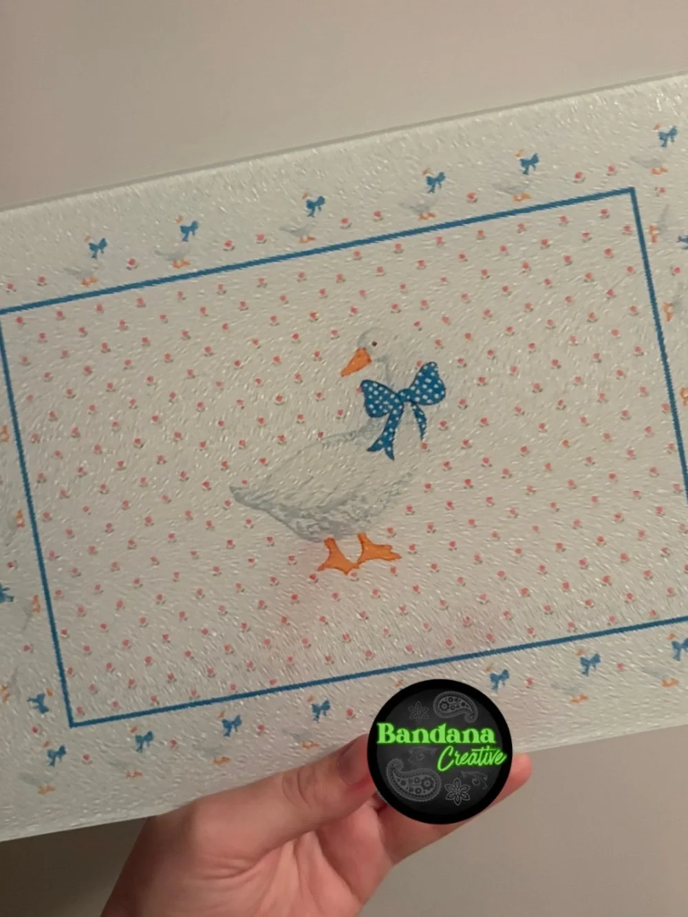Vintage inspired aunt rhody goose cutting board - counter saver